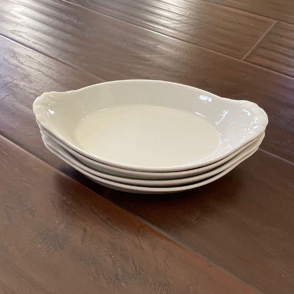 Pillivuyt Oval Eared Au Gratin White Baking Dish France, 9" (Set of 4)